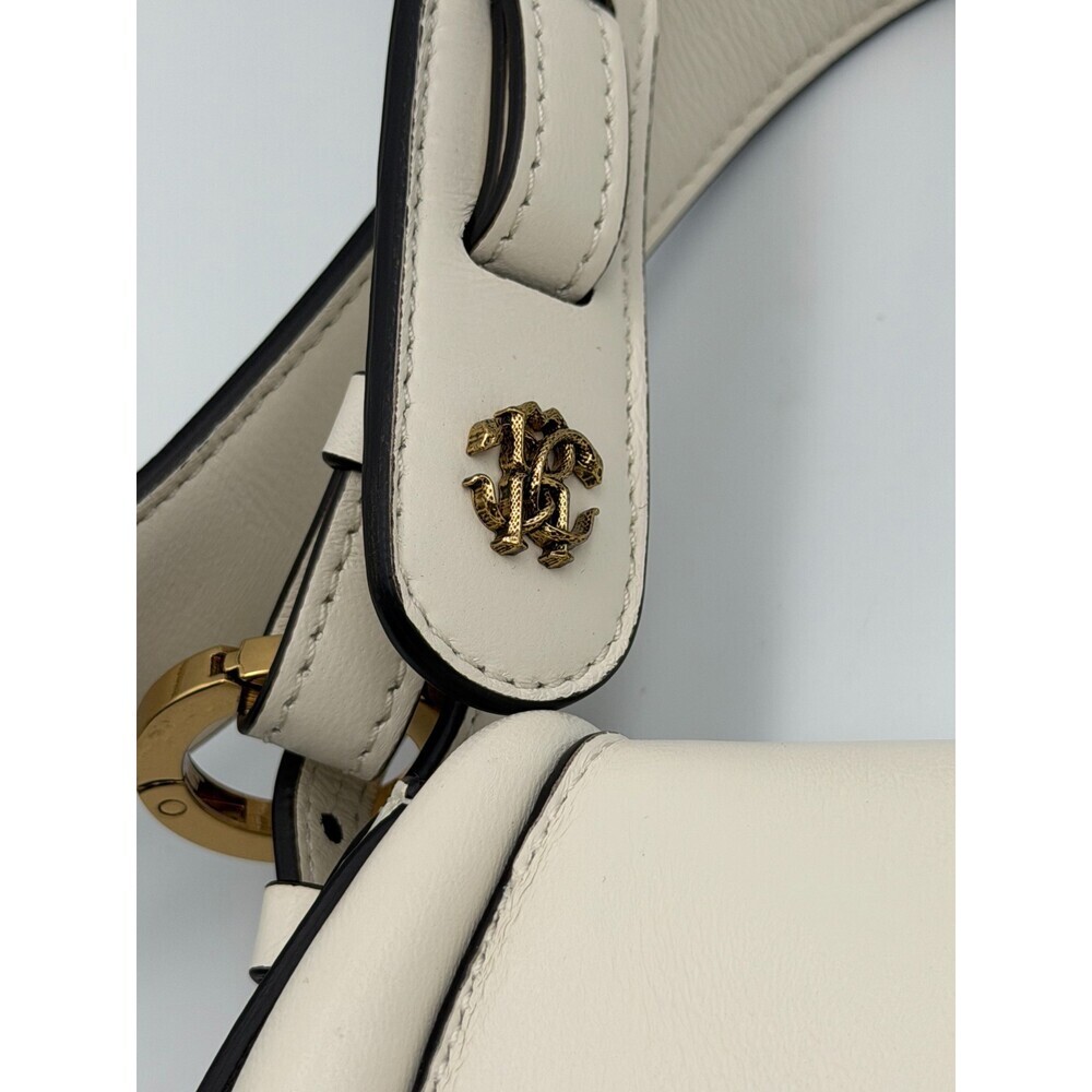 Vintage Roberto Cavalli Fang Bang Shoulder Bag Womens White Small Saddle Luxury - Picture 7 of 12